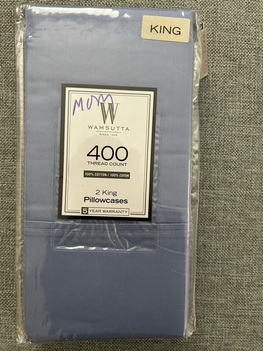 Wamsutta 400 Thread Count 100% Cotton Set Two Pillowcases Light Blue Periwinkle